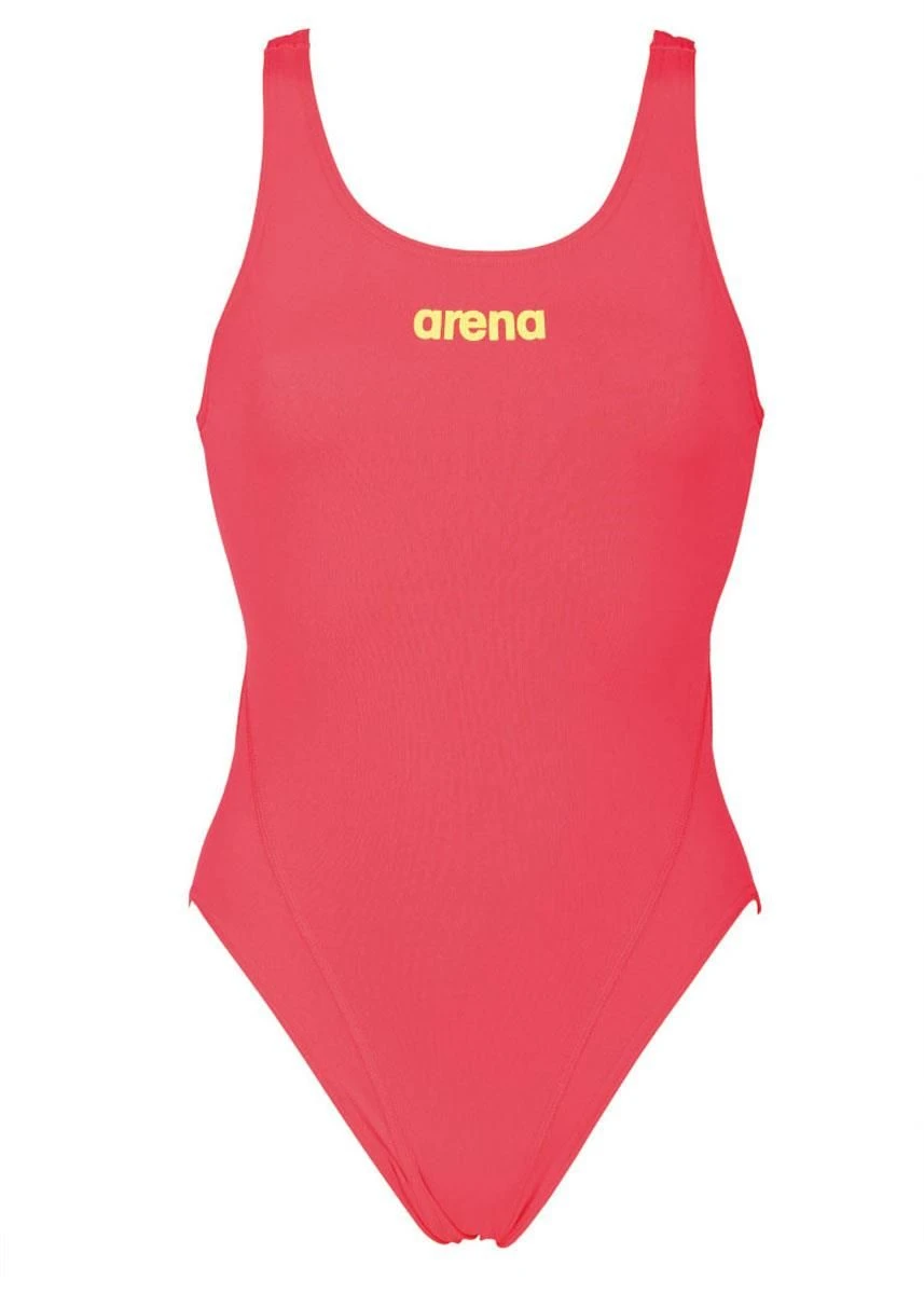 Arena Girls Solid Swim Tech Swimsuit - Fluo Red/Soft Green 5 Arena Girls Solid Swim Tech Swimsuit - Fluo Red/Soft Green - Image 3