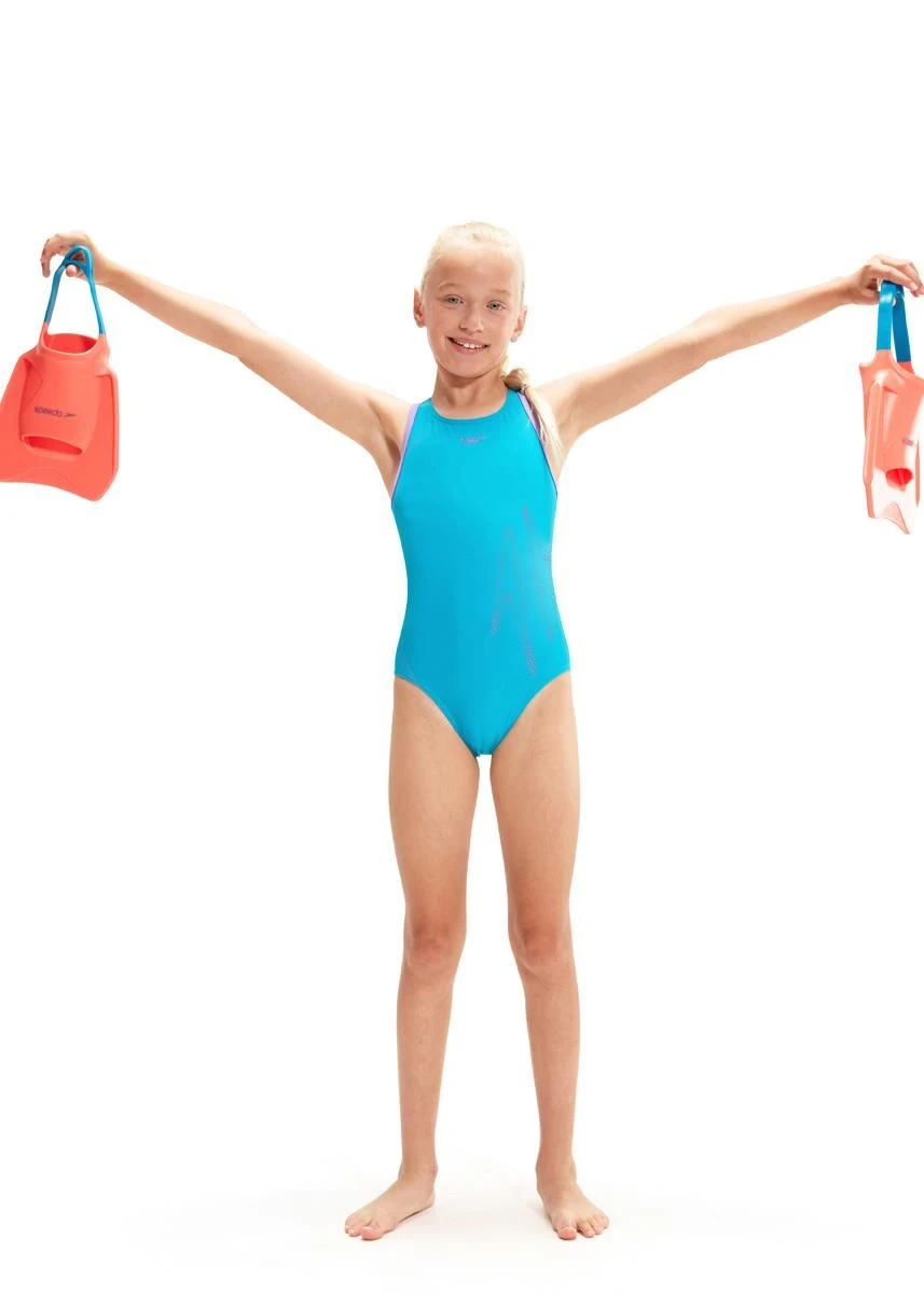 Speedo Girl's HyperBoom Placement Flyback Swimsuit - Bolt/ Miami Lilac 5 Speedo Girl's HyperBoom Placement Flyback Swimsuit - Bolt/ Miami Lilac - Image 3
