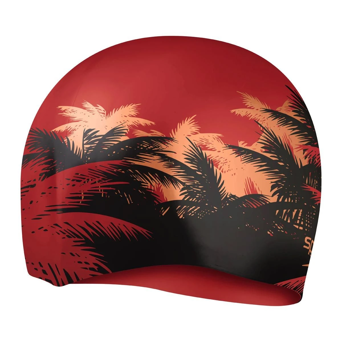 Speedo Long Hair Printed Silicone Cap - Black/ Oxblood/ Tandori Spice 4 Speedo Long Hair Printed Silicone Cap - Black/ Oxblood/ Tandori Spice - Image 2