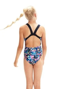 Speedo Girl's Digital Allover Leaderback Swimsuit - True Navy/ Black/ Blue Flame/ Rose Violet/ Bright Yellow -Swim Equipment Shop tumbnail 78ccc194 db06 4e8e aab0 11191a524629