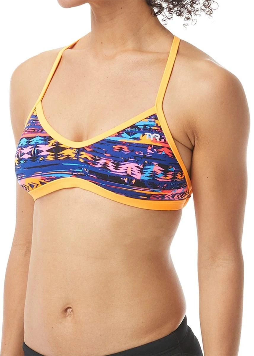 TYR Womens Kiowa Crosscut Tieback Bikini Top - Orange/Multi 4 TYR Womens Kiowa Crosscut Tieback Bikini Top - Orange/Multi - Image 2