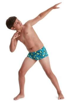 Speedo Boy's Smileys 13cm Brief - Adriatic/ Yellow/ Nordic Teal