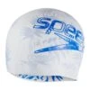 Speedo Junior Reversible Slogan Cap - White/ Beautiful Blue -Swim Equipment Shop tumbnail a334ea7c 9ce1 4f70 8cff 38beb3a502ec