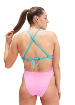 Speedo Solid Tie Back Swimsuit - Candy Vibe/Fluo Arctic