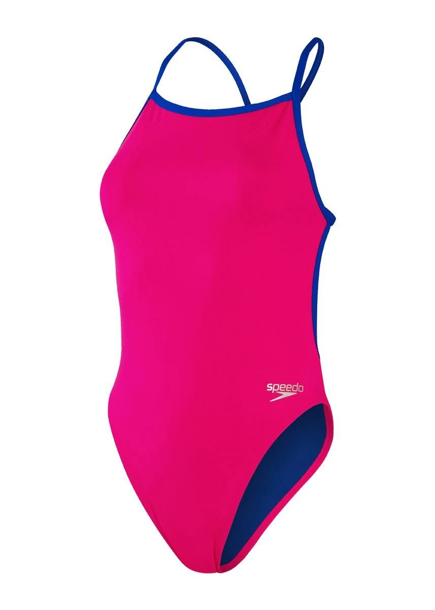 Speedo Solid Vback Swimsuit - Electric Pink/ Chroma Blue 9 Speedo Solid Vback Swimsuit - Electric Pink/ Chroma Blue - Image 7