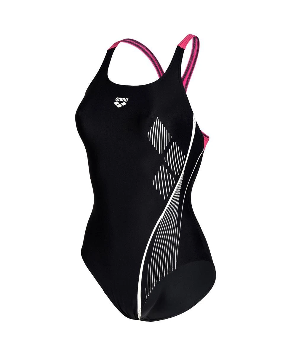Arena Women's Graphic Pro Back Swimsuit - Black/ Freak Rose 6 Arena Women's Graphic Pro Back Swimsuit - Black/ Freak Rose - Image 4