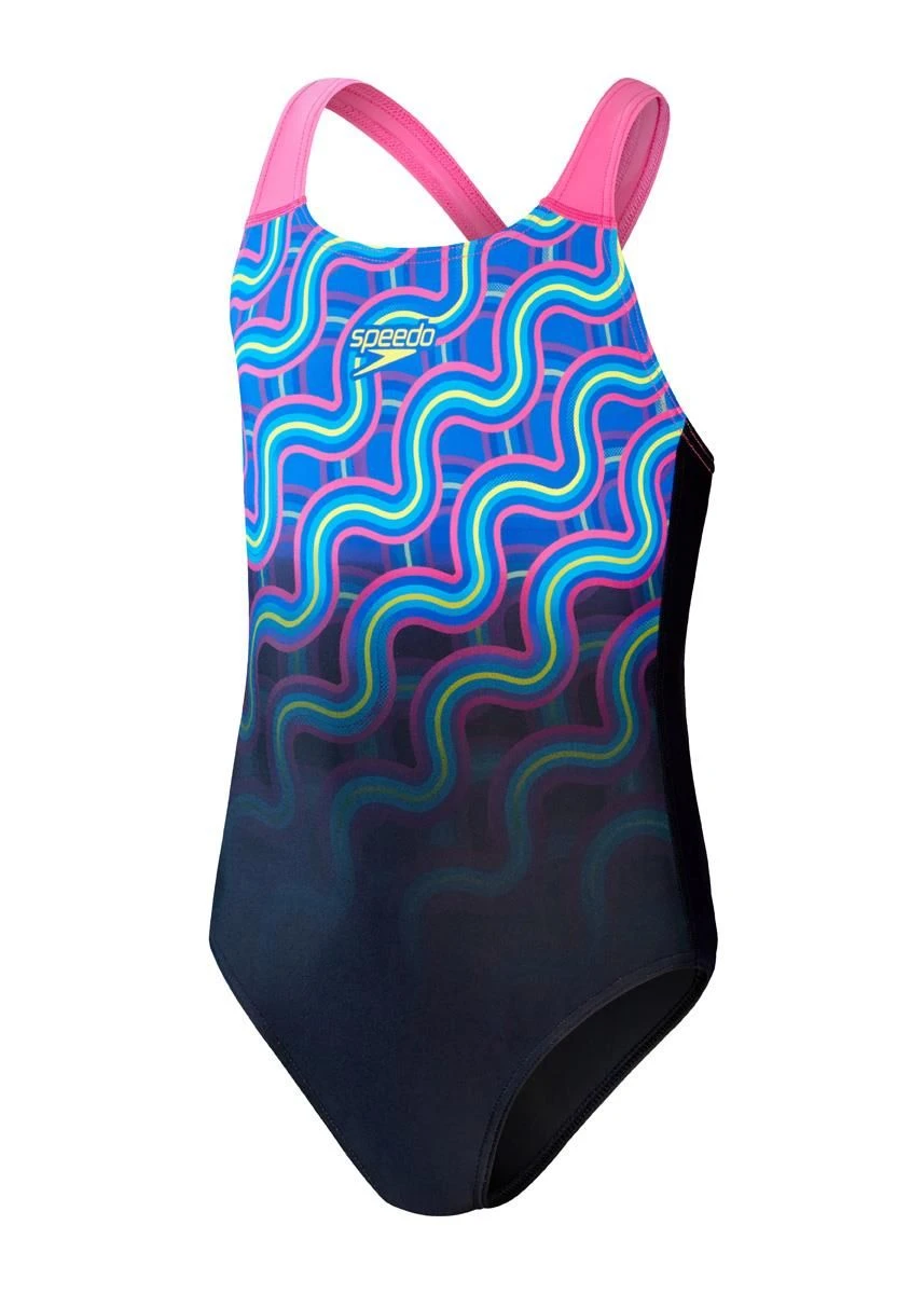 Speedo Girl's Digital Placement Splashback Swimsuit - True Navy/ Rose Violet/ Blue Flame/ Bright Yellow/ Lapis Blue 6 Speedo Girl's Digital Placement Splashback Swimsuit - True Navy/ Rose Violet/ Blue Flame/ Bright Yellow/ Lapis Blue - Image 4