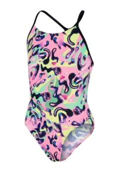Speedo Girl's Squiggle Splash Lane Line Back Swimsuit - Black/ Pink/ Green/ Yellow/ Red -Swim Equipment Shop tumbnail f72168de 8b6d 4ce6 b860 0f54f505149a