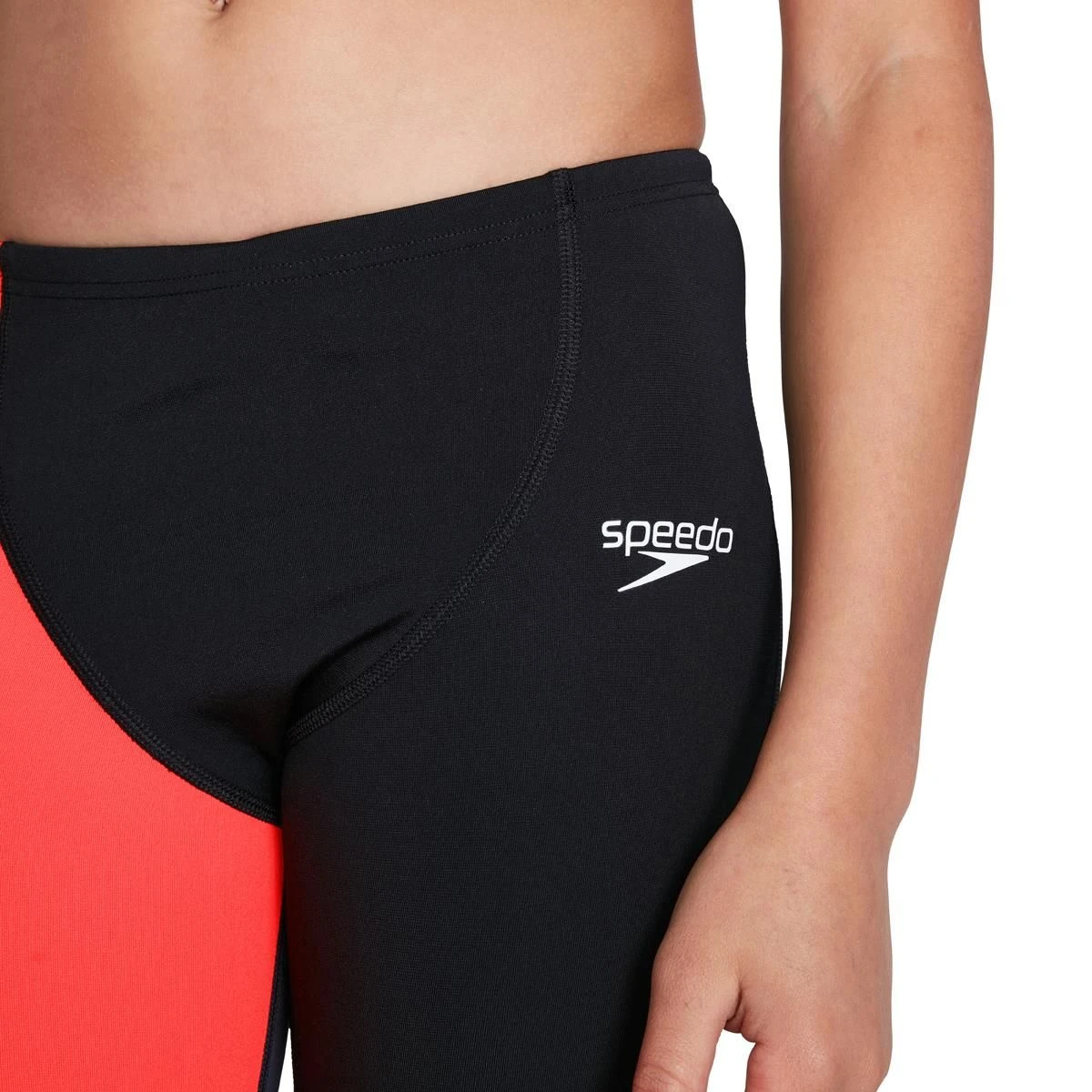 Speedo Boy's Fastskin Junior Endurance+ High Waisted Jammer - Black/ Phoenix Red/ Oxid Grey 6 Speedo Boy's Fastskin Junior Endurance+ High Waisted Jammer - Black/ Phoenix Red/ Oxid Grey - Image 4