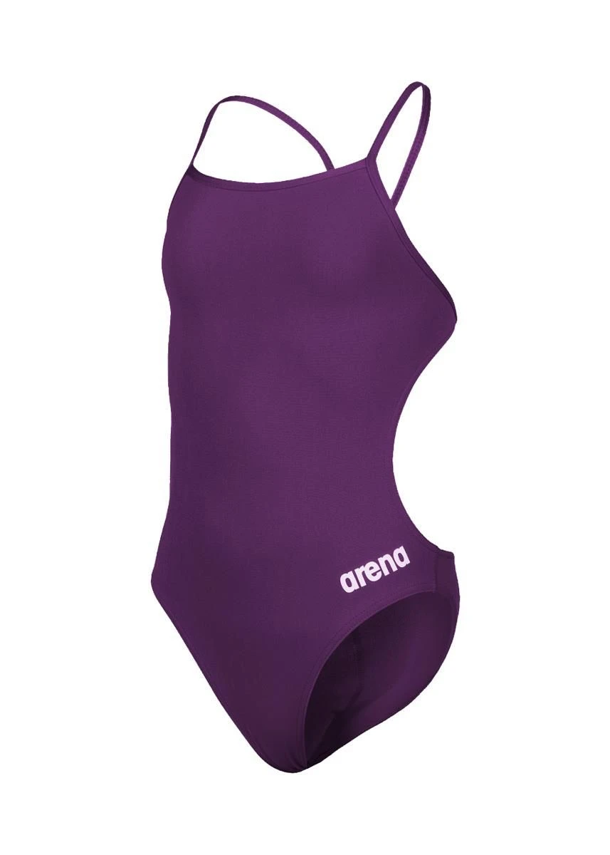 Arena Girl's Team Challenge Back Solid Swimsuit - Plum/White 8 Arena Girl's Team Challenge Back Solid Swimsuit - Plum/White - Image 6