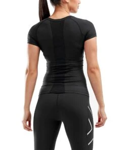 2XU Women's Compression Short Sleeve Top - Black -Swim Equipment Shop wa2269a blk blk 02