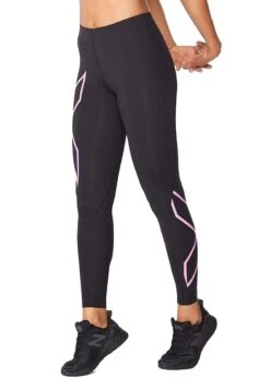 2XU Women's Compression Tights - Black / Pink -Swim Equipment Shop wa4173b blk flp 11 600x