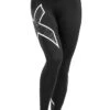 2XU Women's Bonded Mid-Rise Tights - Black/Galaxy White -Swim Equipment Shop wa4880b blk gxw 02