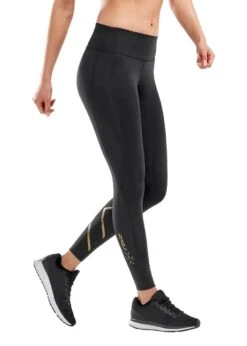 2XU Women's MCS X Training Mid Rise Tights - Black/Gold -Swim Equipment Shop wa5367b blk gld 02