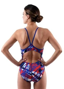Dolfin Girls Zephyr Swimsuit - Red / White / Blue -Swim Equipment Shop zephyr rwb 1pc back 2 1 2